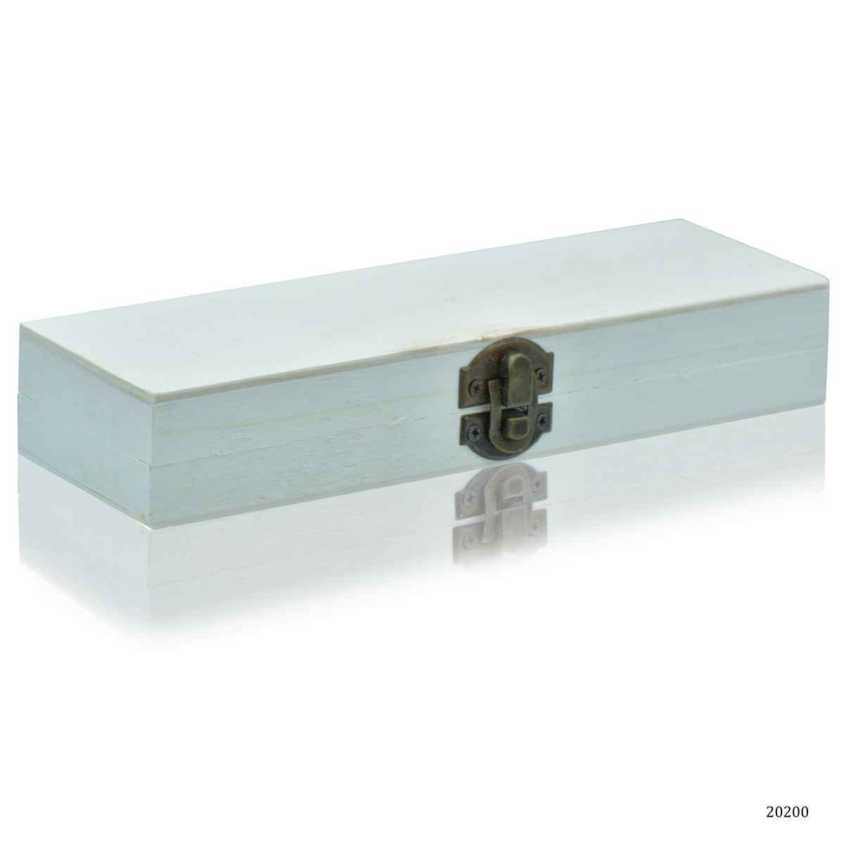 MDF Wooden Decoupage Plain Box 8X2.50X1.05 inch With Lock Small Rectangle Shape 20200