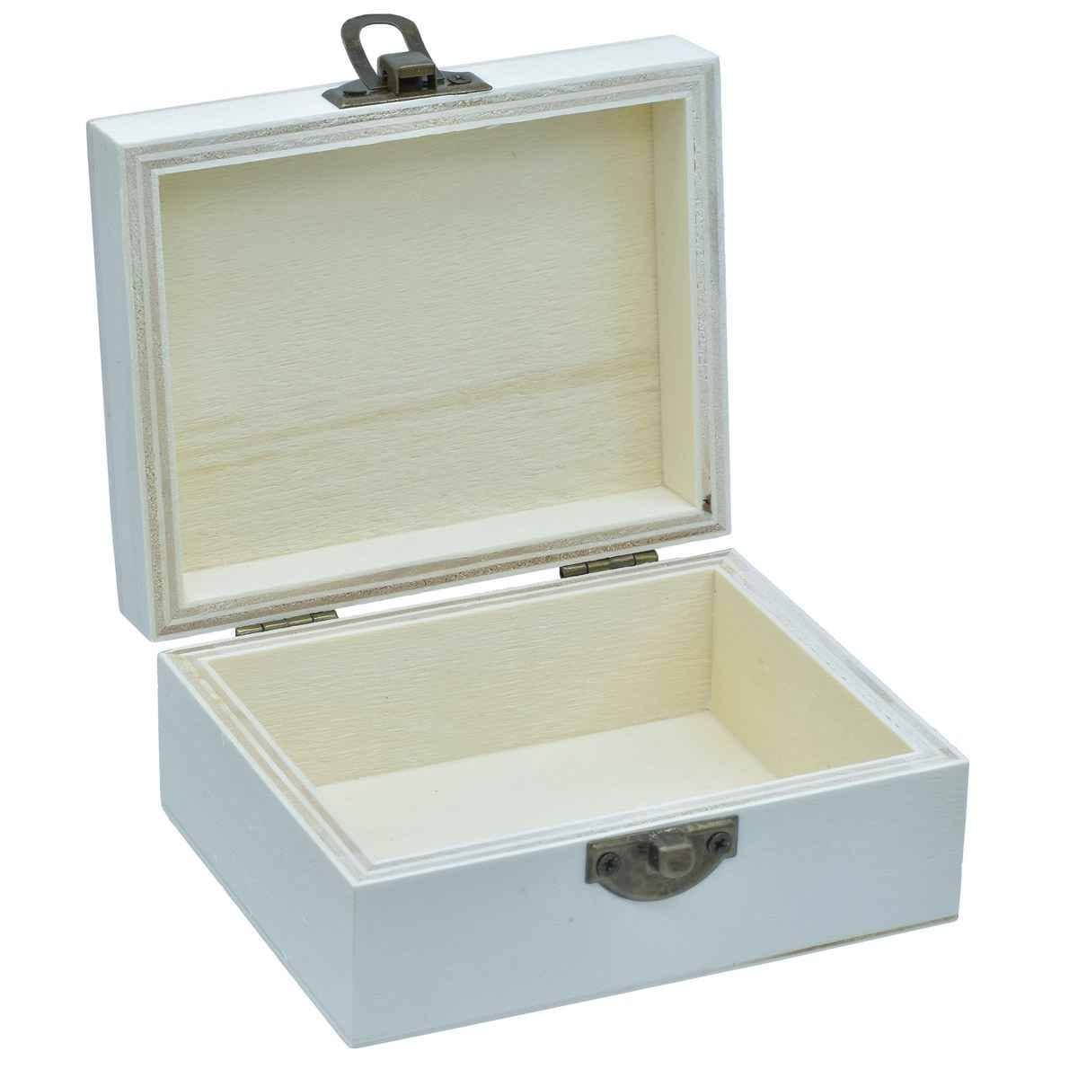 MDF Wooden Decoupage Plain Box With Lock Small Rectangle Shape G-07