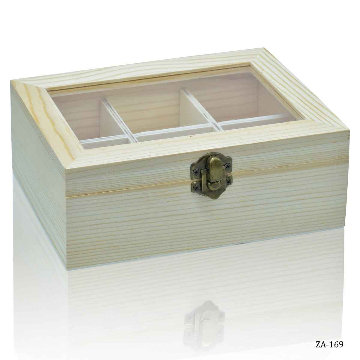 MDF Decoupage Wooden Small Box 7X5X3 Inches Window with 6 Compartments Rectangle ZA-169