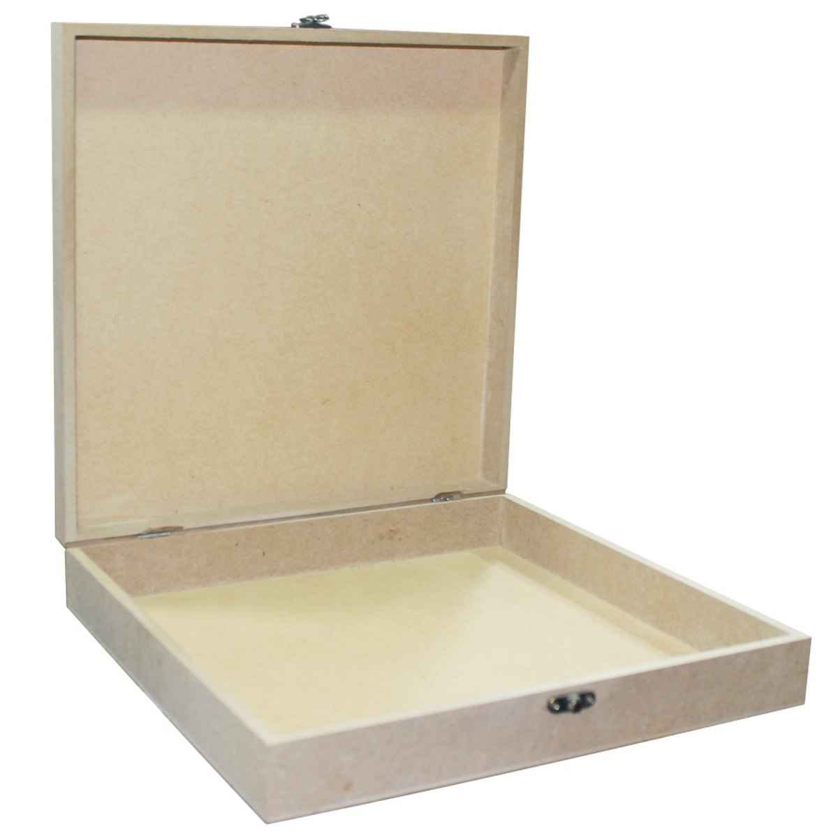 MDF Decoupage Wooden Square Box 12 X 12 X 3 Inches with Lock MWEB09