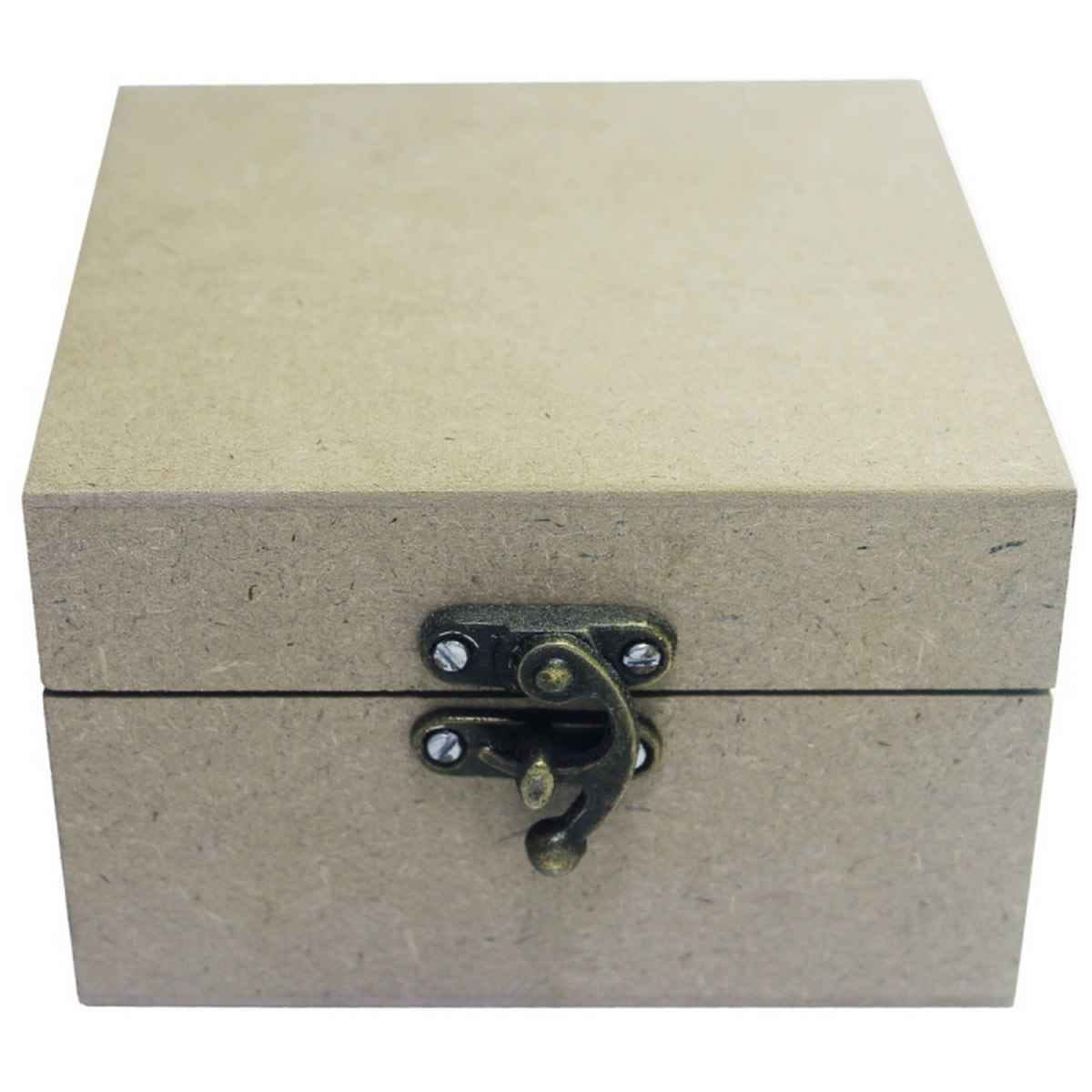 MDF Decoupage Wooden Square Box 6 X 6 X 3 Inches with Lock MWEB02