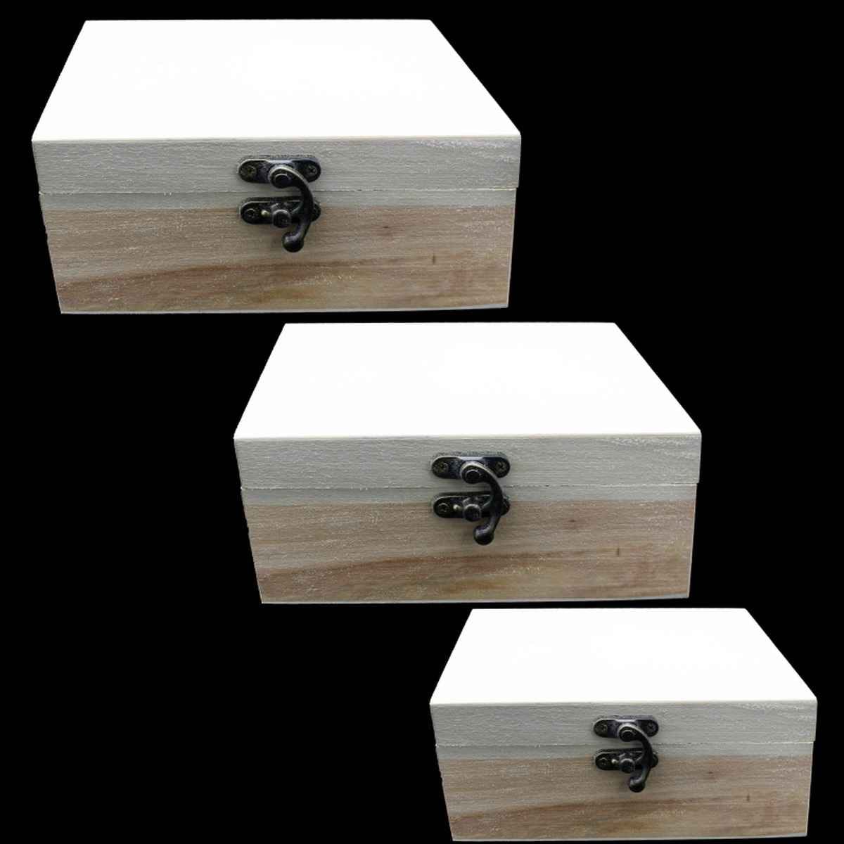 MDF Decoupage Wooden Rectangle Box 3 pcs Set with Lock WEB10063