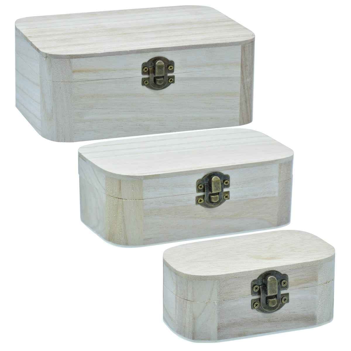 MDF Decoupage Wooden Oval Shape Box 3 pcs Set with Lock AM0184
