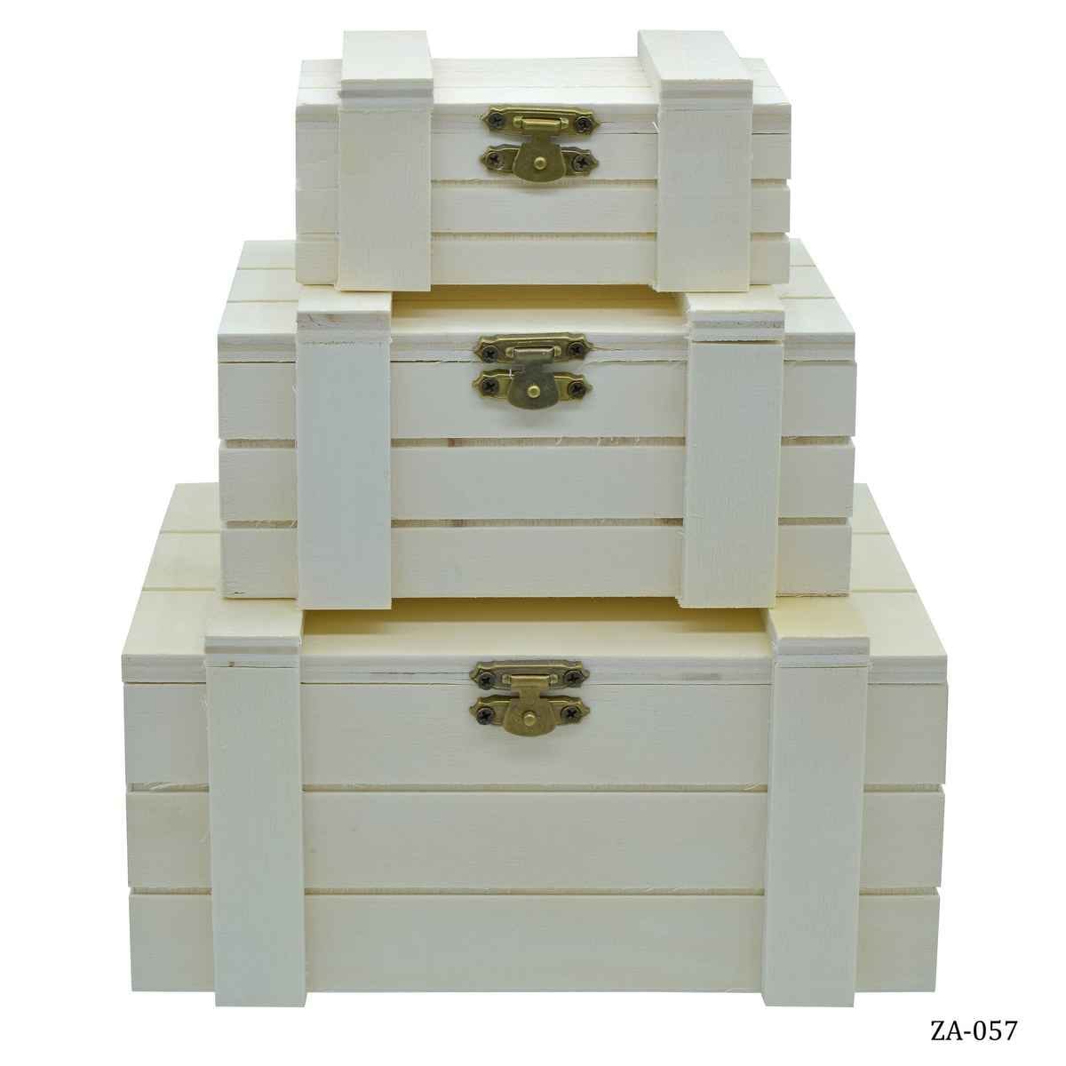 MDF Decoupage Wooden Sewing Box 3 pcs Set with Lock ZA-057