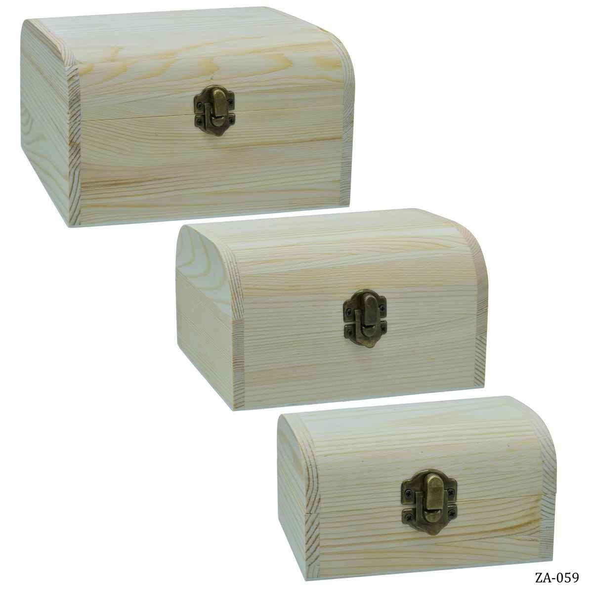 MDF Decoupage Wooden White Top Oval Box Set Of 3 Pcs with Lock ZA-059