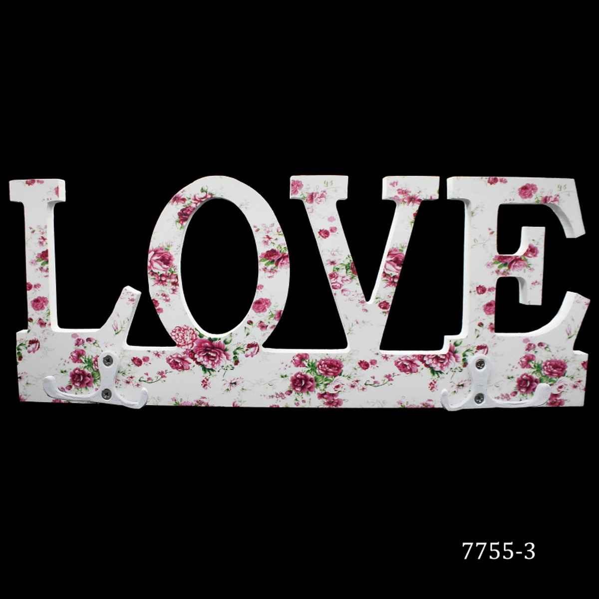 Wooden Hook Printed Fancy Love & Home 7755-3