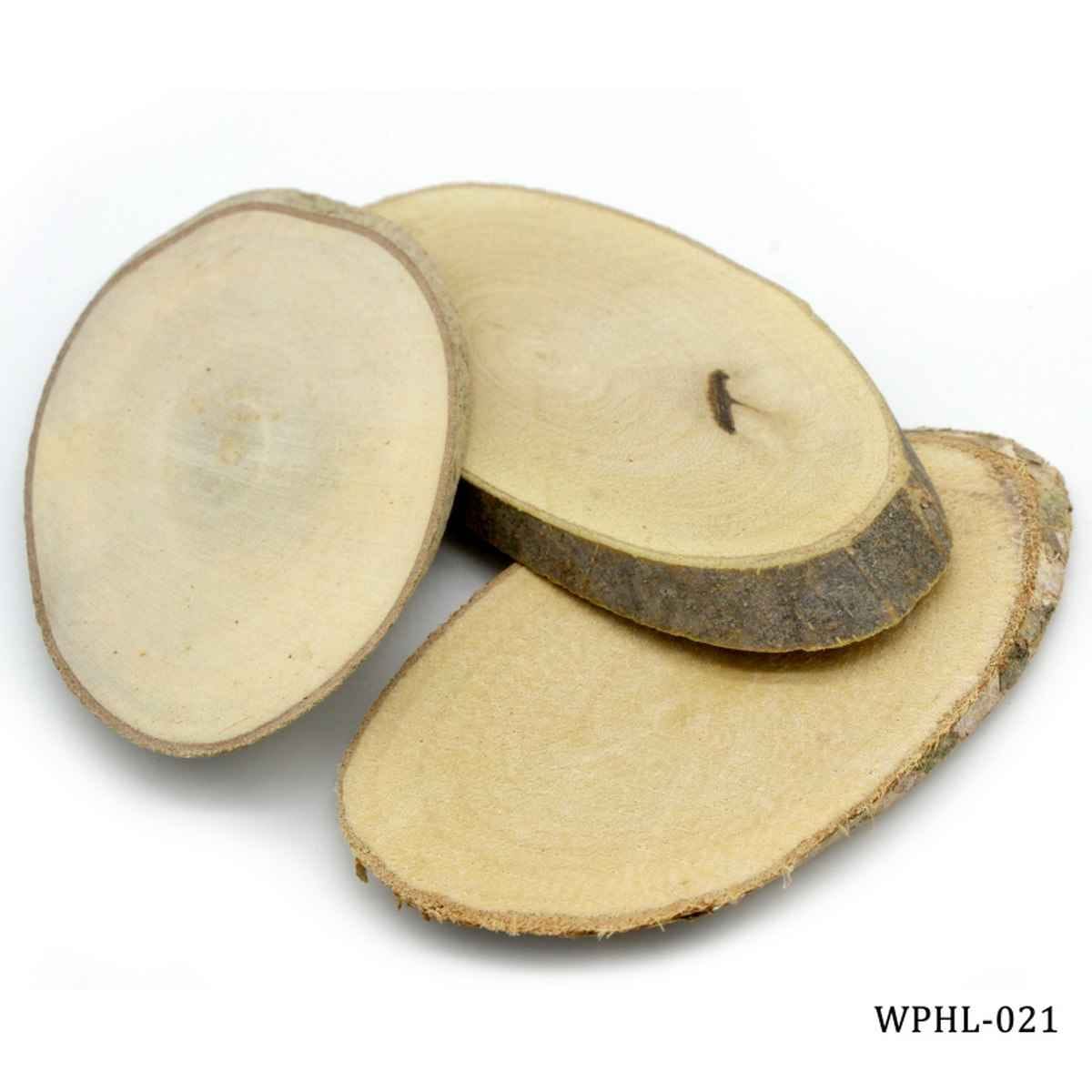 Oval Wood Slice Plate Big 4.5x9x1 Cm 3pcs Set WPHL-021