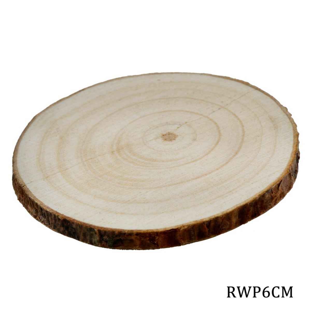 Natural Wooden Round Plate 5-6 cm Long, 0.5 cm Thick 1 Pc RWP6CM