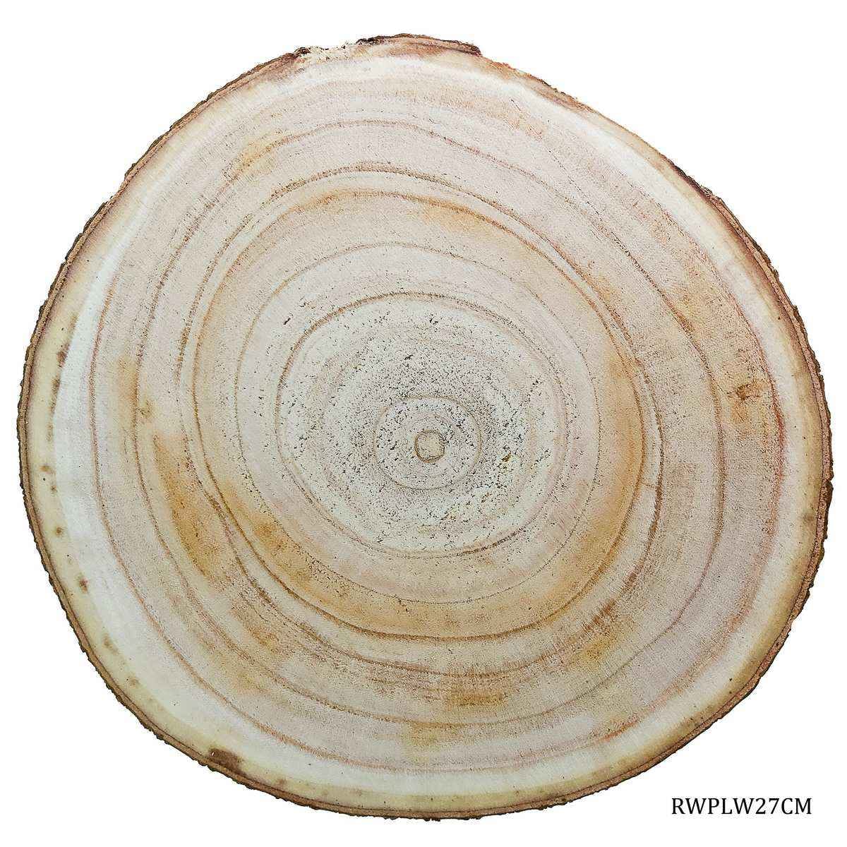 Natural Wooden Round Plate 24-27 cm Long, 2.5 cm Thick 1 Pc Light Weight RWPLW27CM
