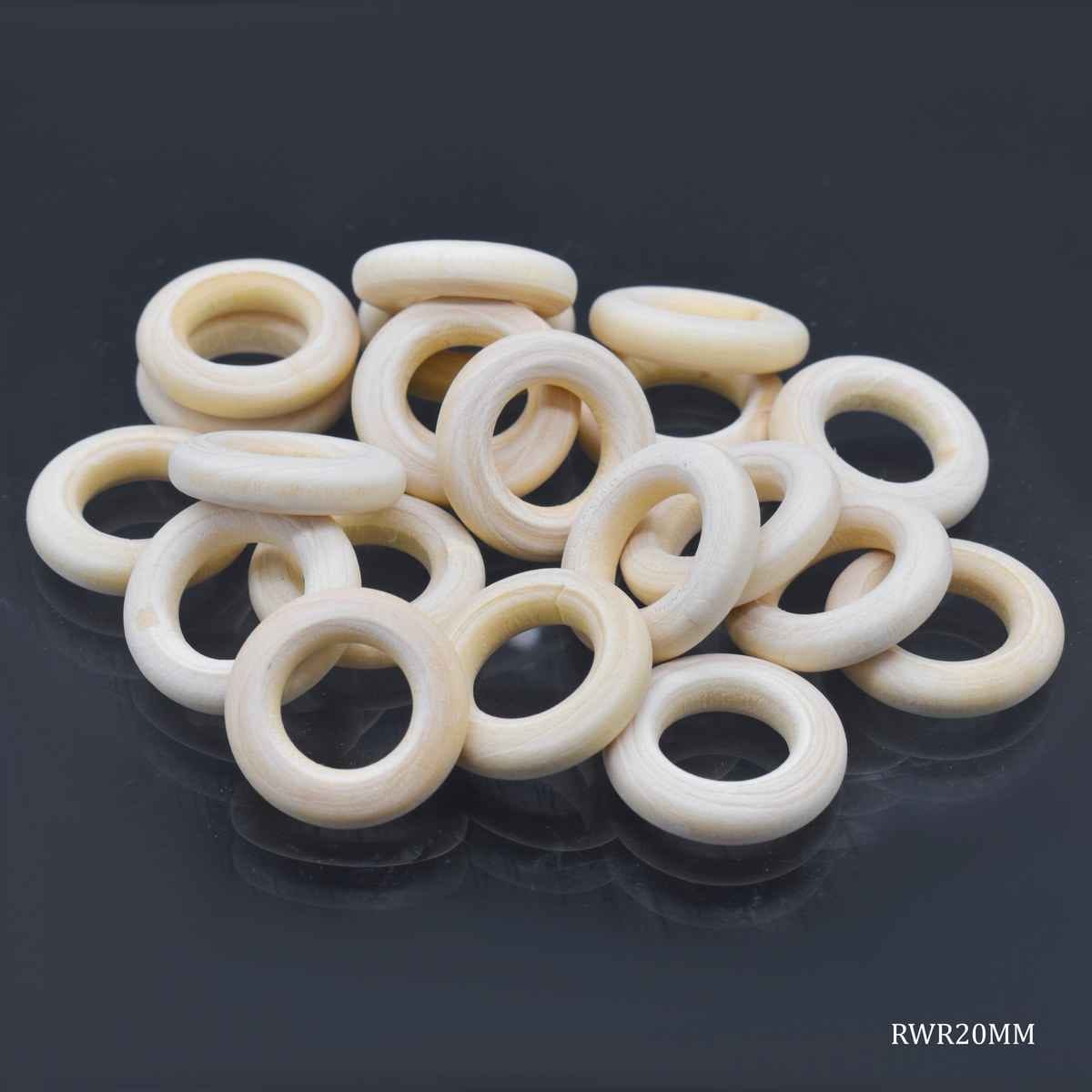 Natural Wooden Round Ring 20MM 1 CM Thick 20 pcs Set RWR20MM