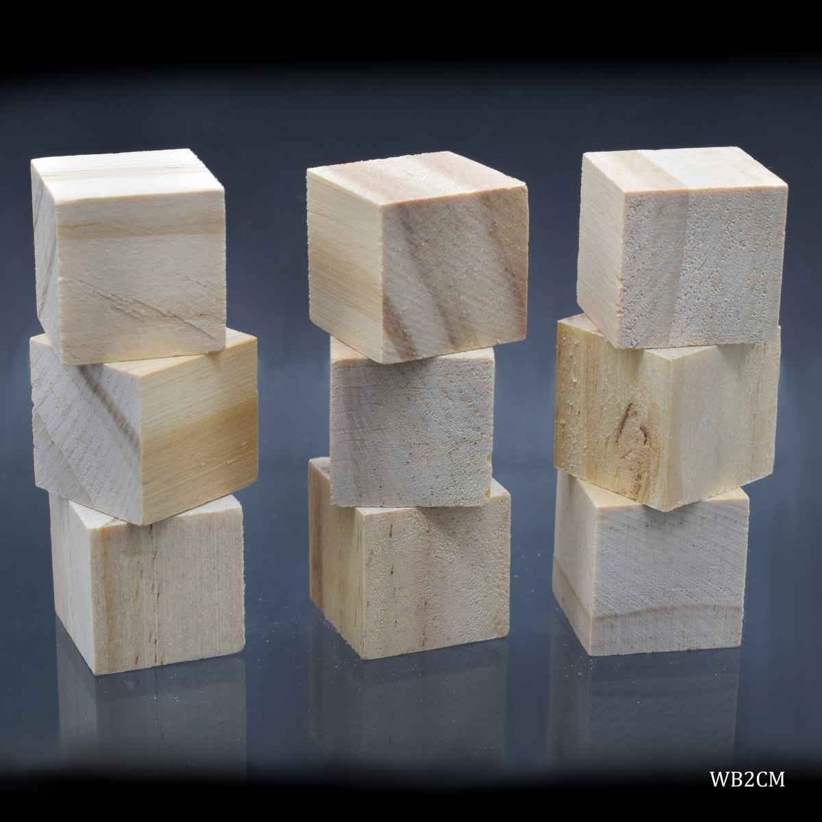 Natural Wooden Plain Square Blocks 2CM 9 Pcs WB2CM
