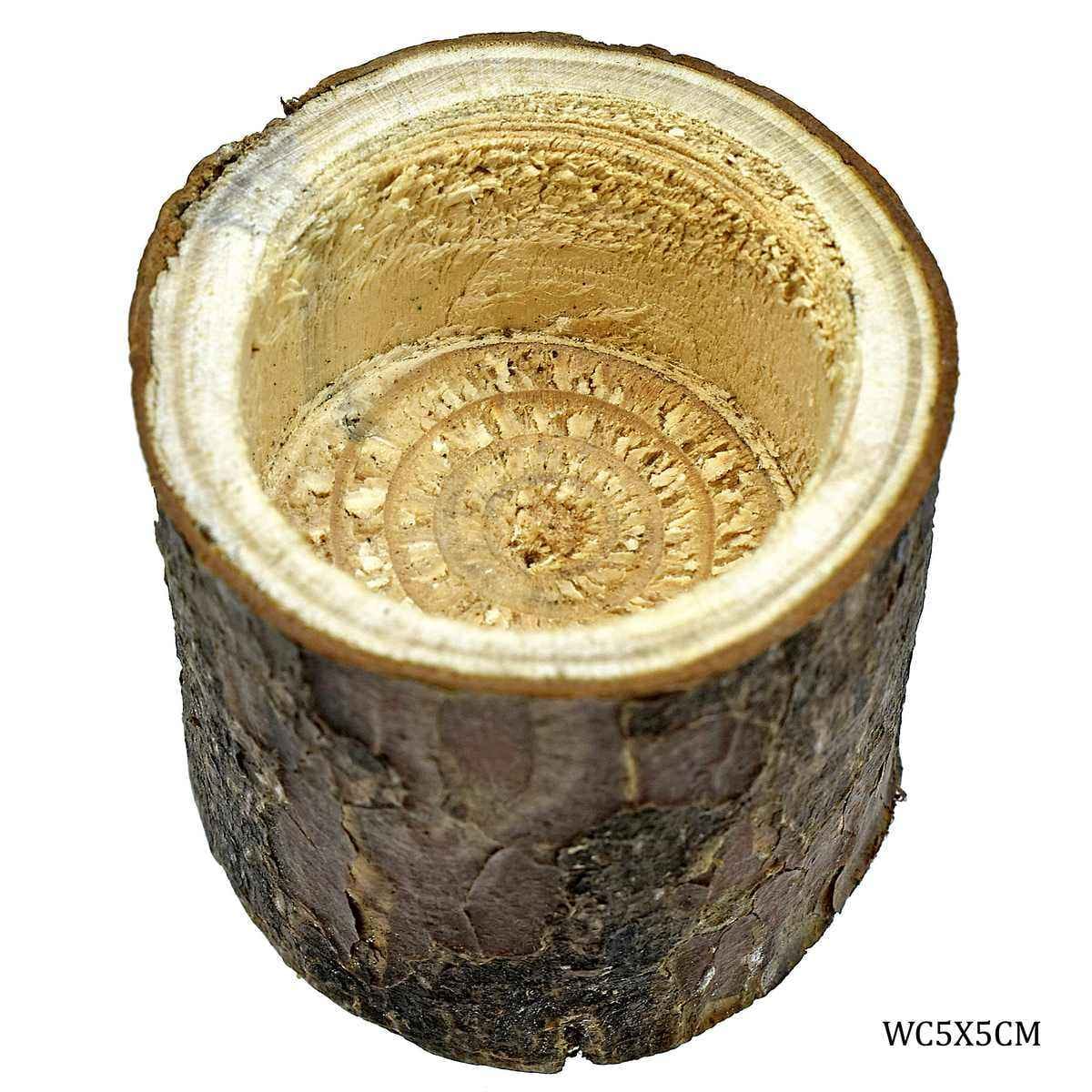 Natural Wooden Tree Stump Round Candle Stand 5x5cm WC5X5CM