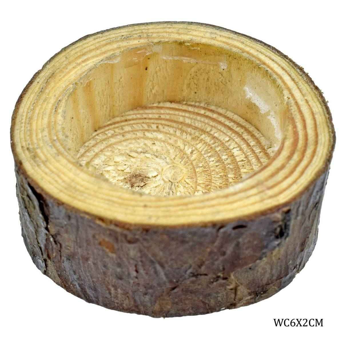Natural Wooden Tree Stump Round Candle Stand 6x6x2.5 cm WC6X2CM