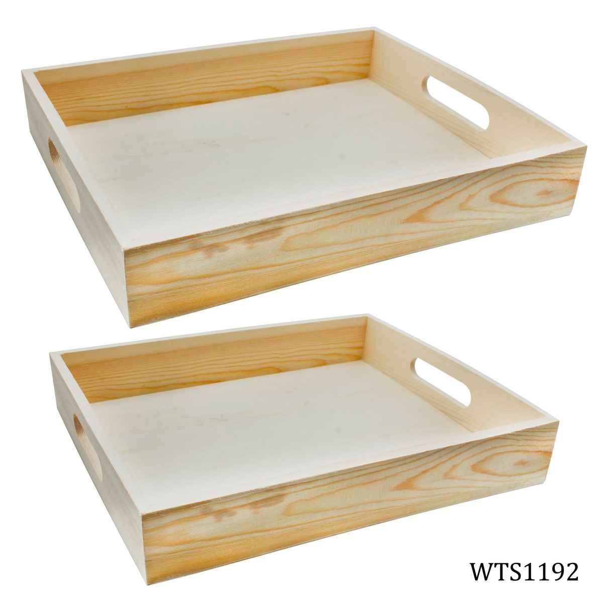MDF Decoupage Wooden Rectangle Tray 15X 10 Inches Long 2 Pcs Set WTS1192
