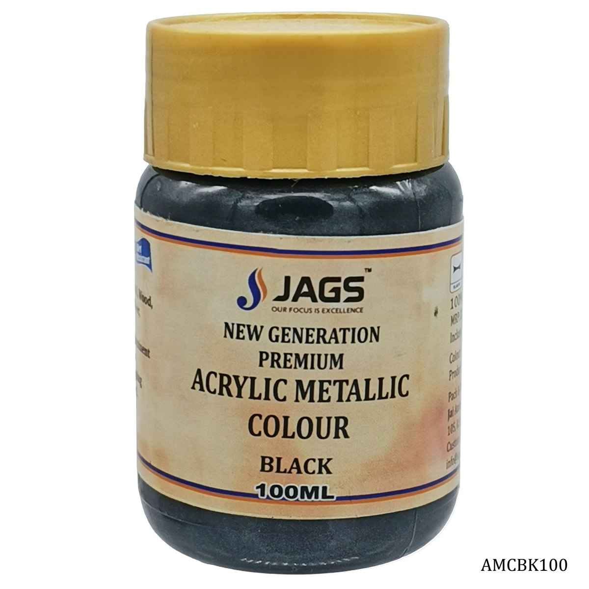 Black Acrylic Metallic Paint Colour 100 ML AMCBK100