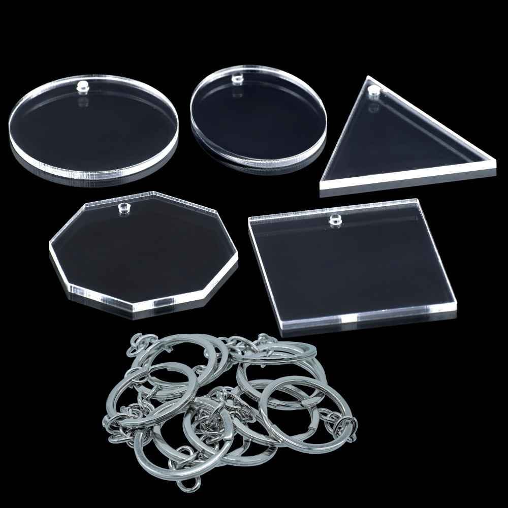 Acrylic Clear Keychain Set of 5 Pcs With Ring AKSO00