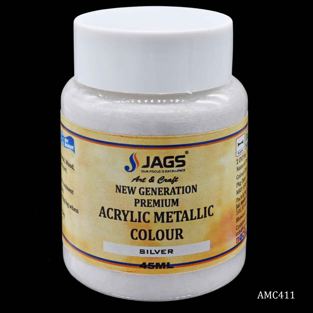 Silver Acrylic Metallic Paint Colour 45 ML AMC411