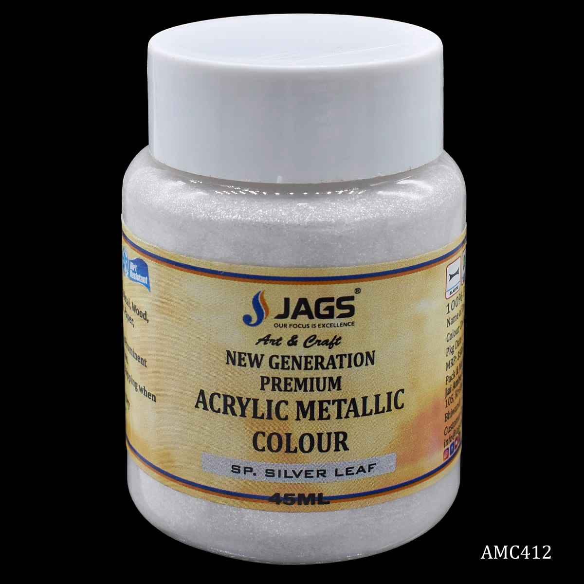 Silver Leaf Acrylic Metallic Paint Colour 45 ML AMC412