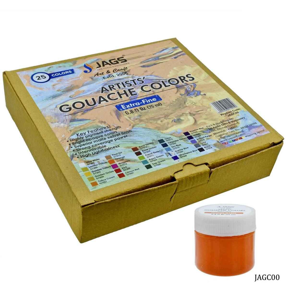 Acrylic Metallic Colours Artist Gouache 25ML Colours Pack of 25 pcs JAGC00