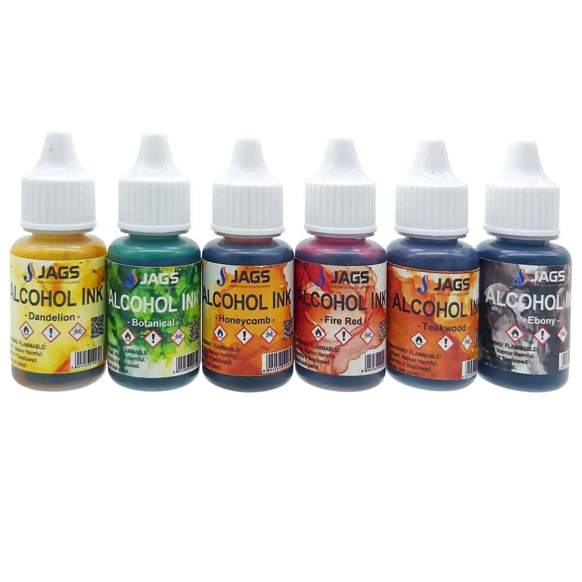 Alcohol Ink 10ML Each Mini Pack 1 - Set of 6 AIMP01, Dandelion, Botanical, Honeycomb, Fire Red, Ebony & Teakwood colours