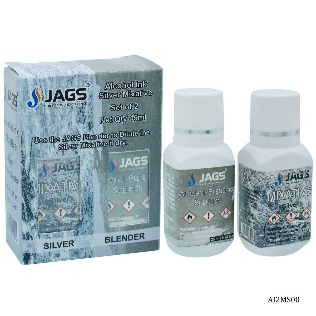Alcohol Ink Silver Mixative 25ML With 25ML Alcohol Blending Solution AI2MS00