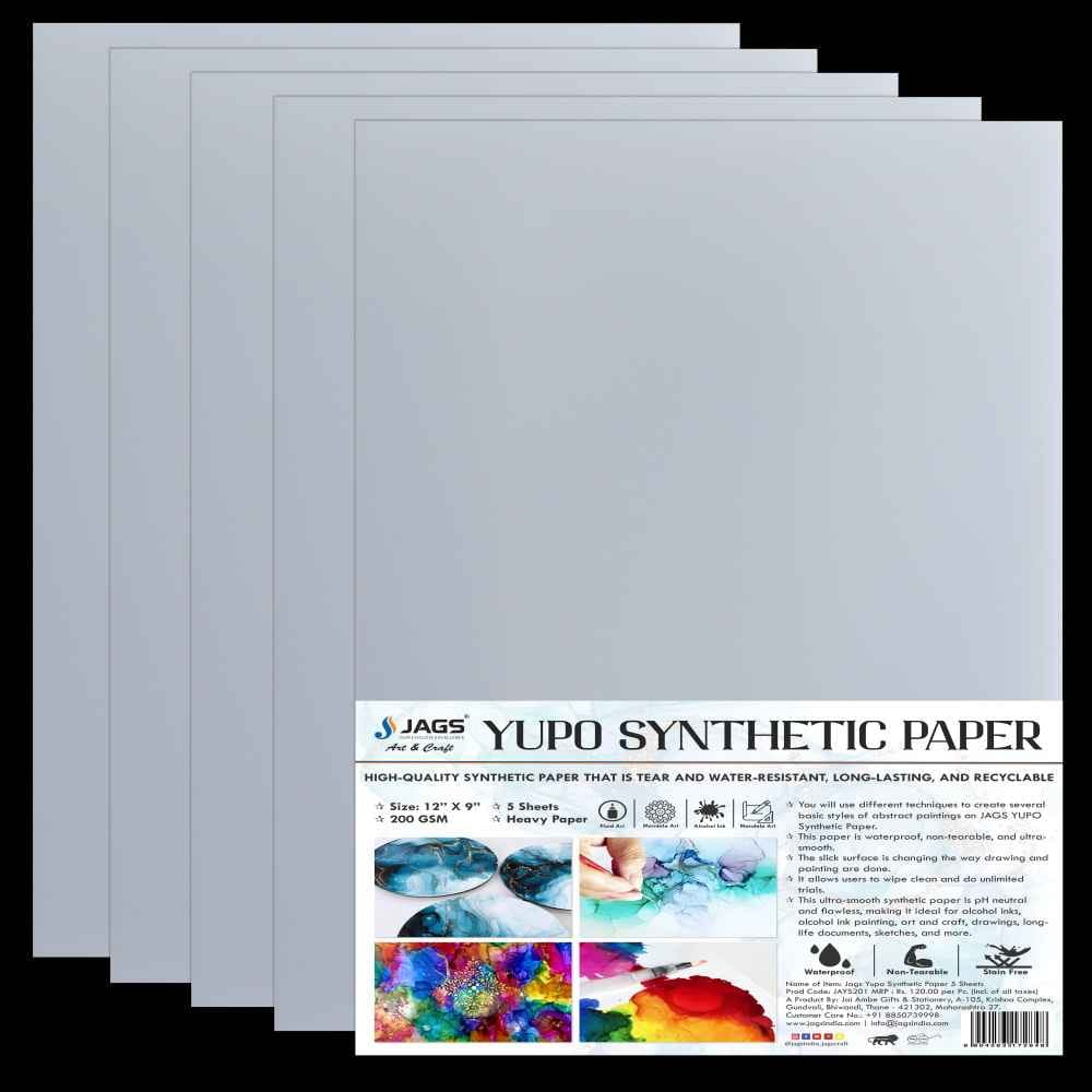 Yupo Polypropylene Synthetic Paper 9X12 Inch 5 Sheets 200 Gsm JAYS201