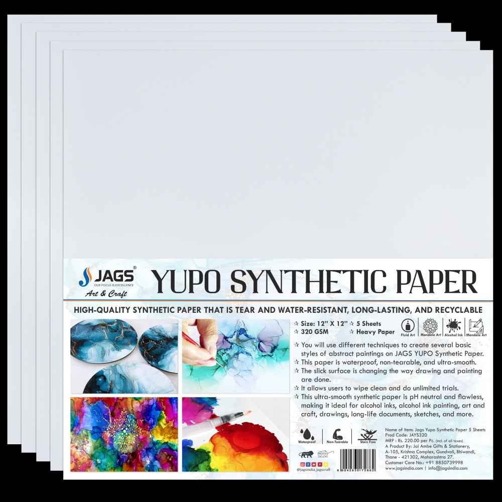 Yupo Polypropylene Synthetic Paper 12X12 Inch 5 Sheets 320Gsm JAYS320