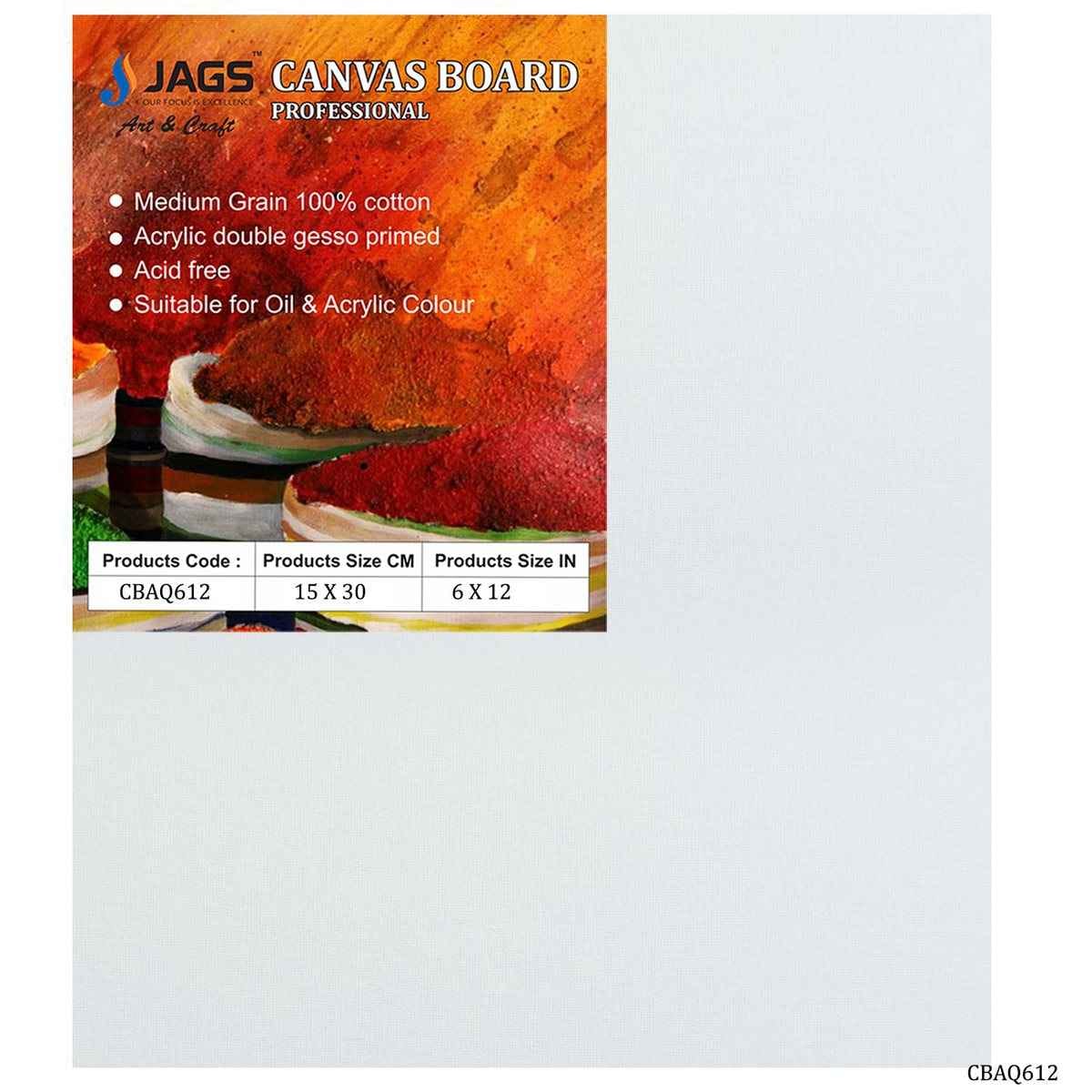 6X12 Inch White Canvas Board Artist Quality CBAQ612