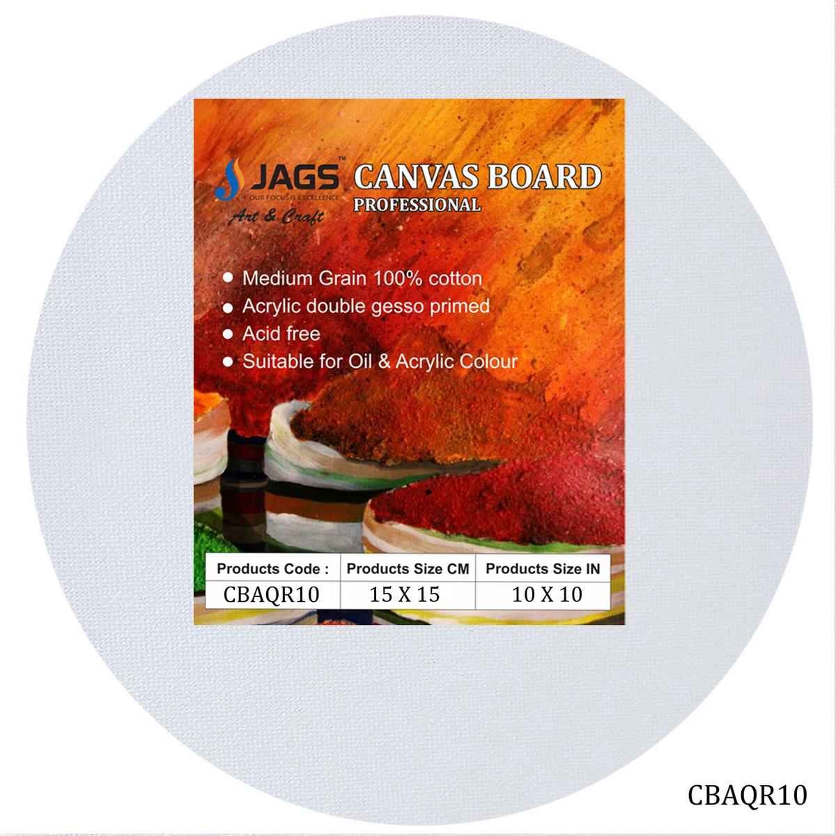 10 Inches Round White Canvas Board Artist Quality CBAQR10