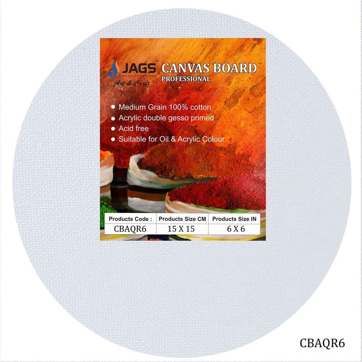 6 Inches Round White Canvas Board Artist Quality CBAQR6