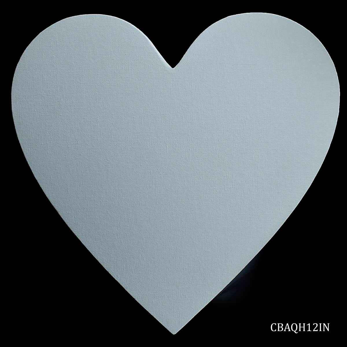12 Inches Heart Shape White Canvas Board Artist Quality CBAQH12IN