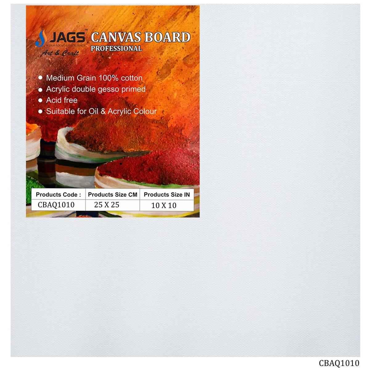 10X10 Inch Square White Canvas Board Artist Quality CBAQ1010