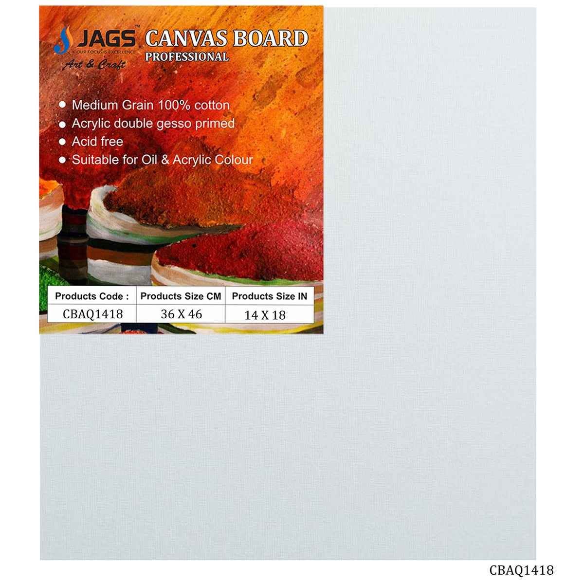 14X18 Inch Rectangle White Canvas Board Artist Quality CBAQ1418
