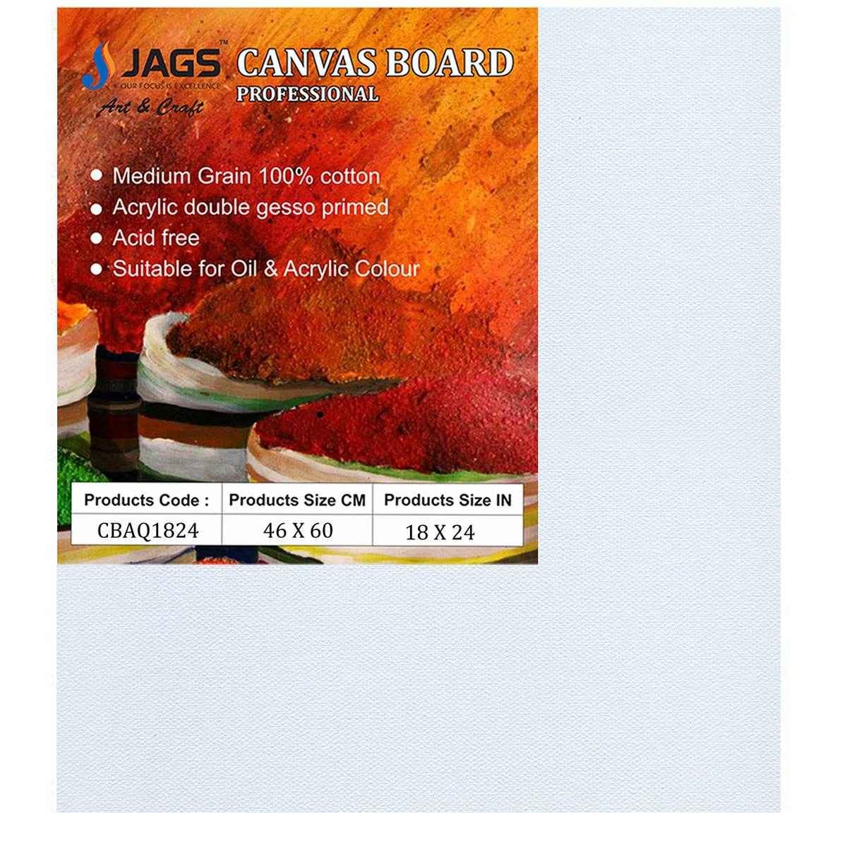 18X24 Inch Rectangle White Canvas Board Artist Quality CBAQ1824