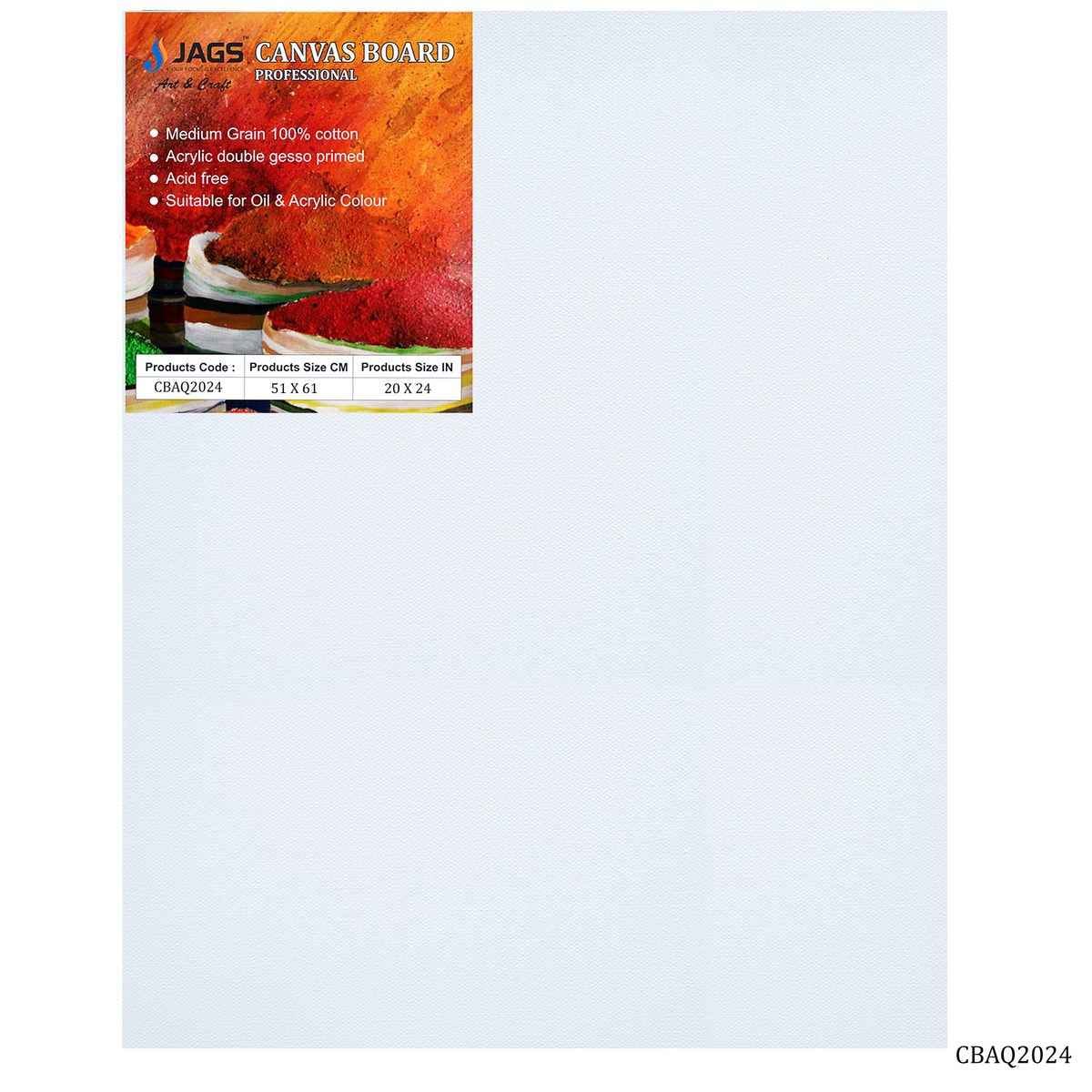 20X24 Inch Rectangle White Canvas Board Artist Quality CBAQ2024