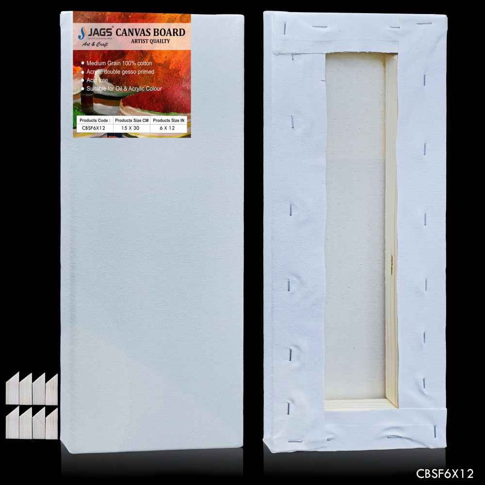 6X12 Inch White Stretched Canvas With Frame Board CBSF6X12