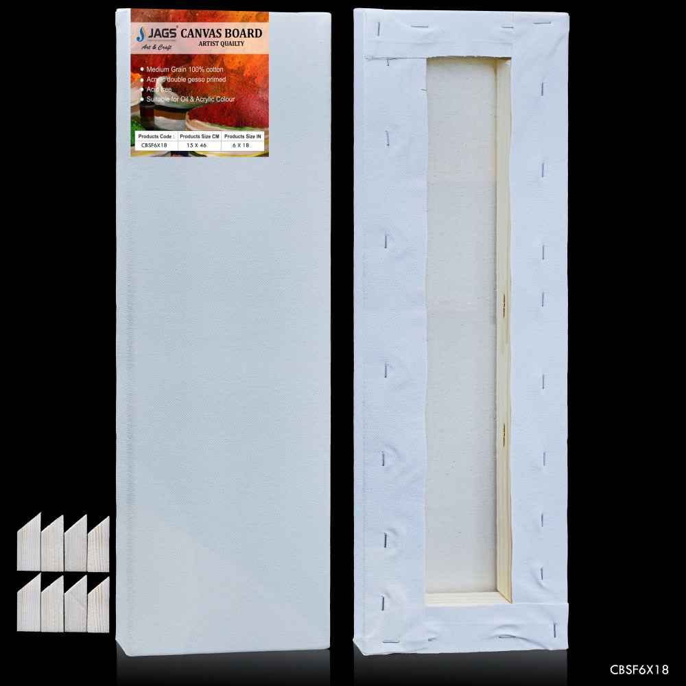 6X18 Inch White Stretched Canvas With Frame Board CBSF6X18