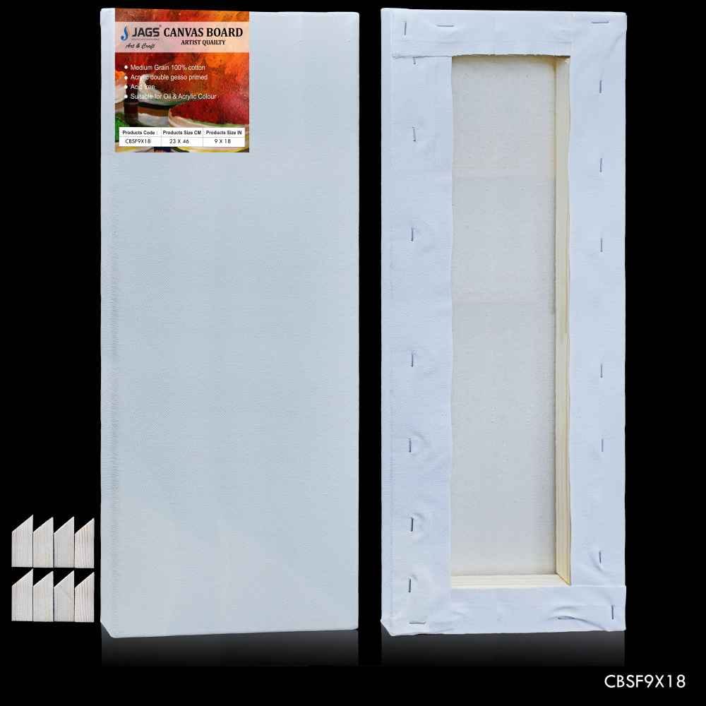 9X18 Inch White Stretched Canvas With Frame Board CBSF9X18