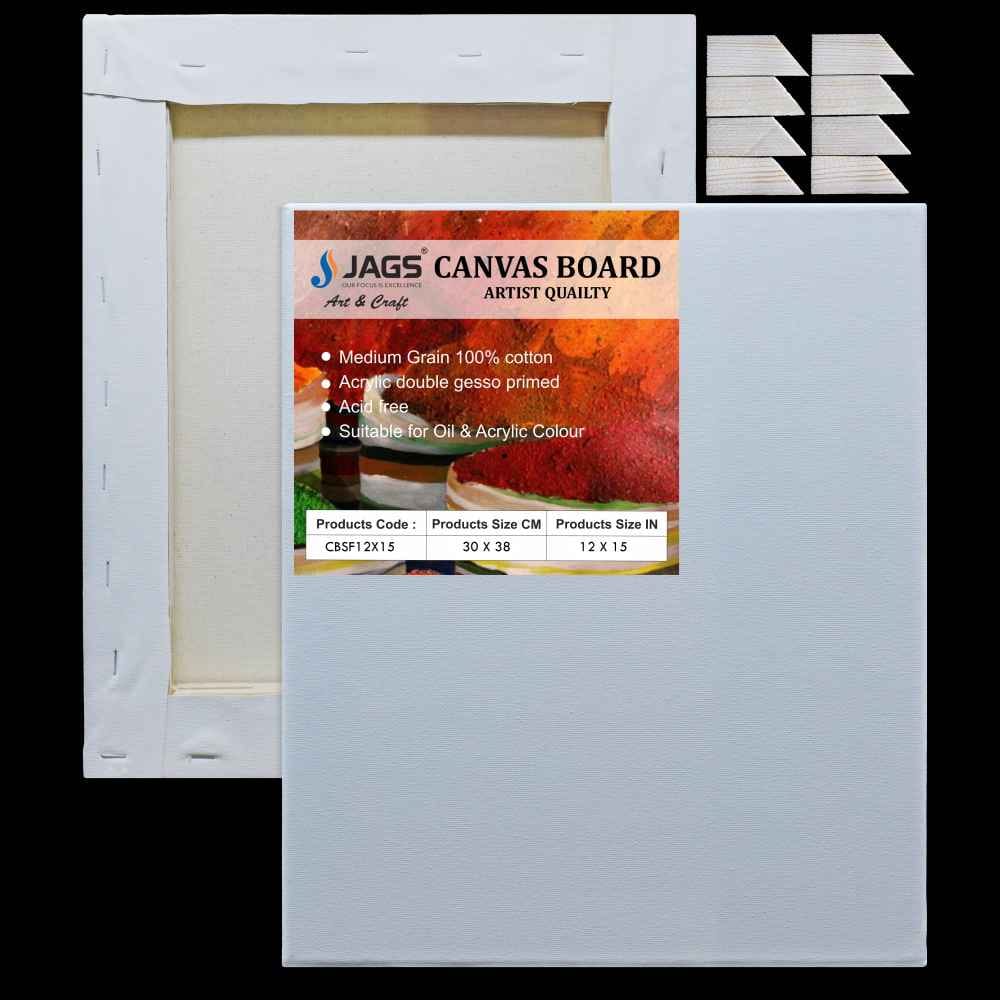 12X15 Inch White Stretched Canvas With Frame Board CBSF12X15