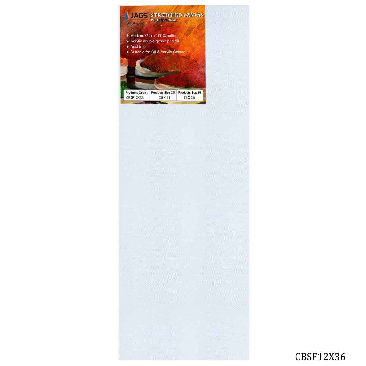 12X36 Inch White Stretched Canvas With Frame Board CBSF12X36