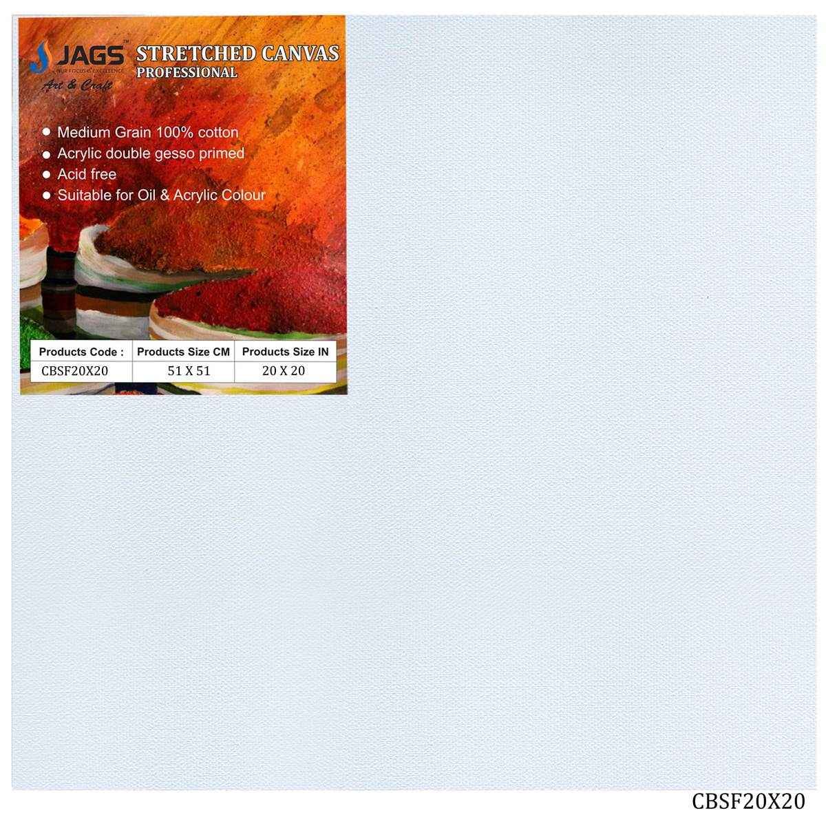 20X20 Inch White Stretched Canvas With Frame Board CBSF20X20