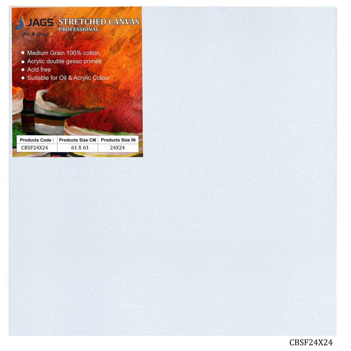 24X24 Inch White Stretched Canvas With Frame Board CBSF24X24