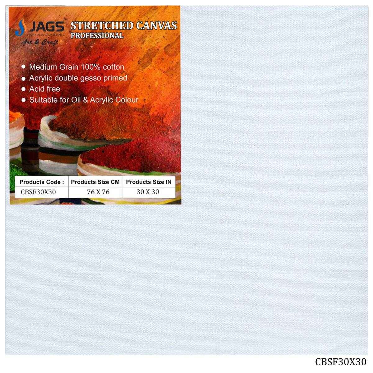 30X30 Inch White Stretched Canvas With Frame Board CBSF30X30