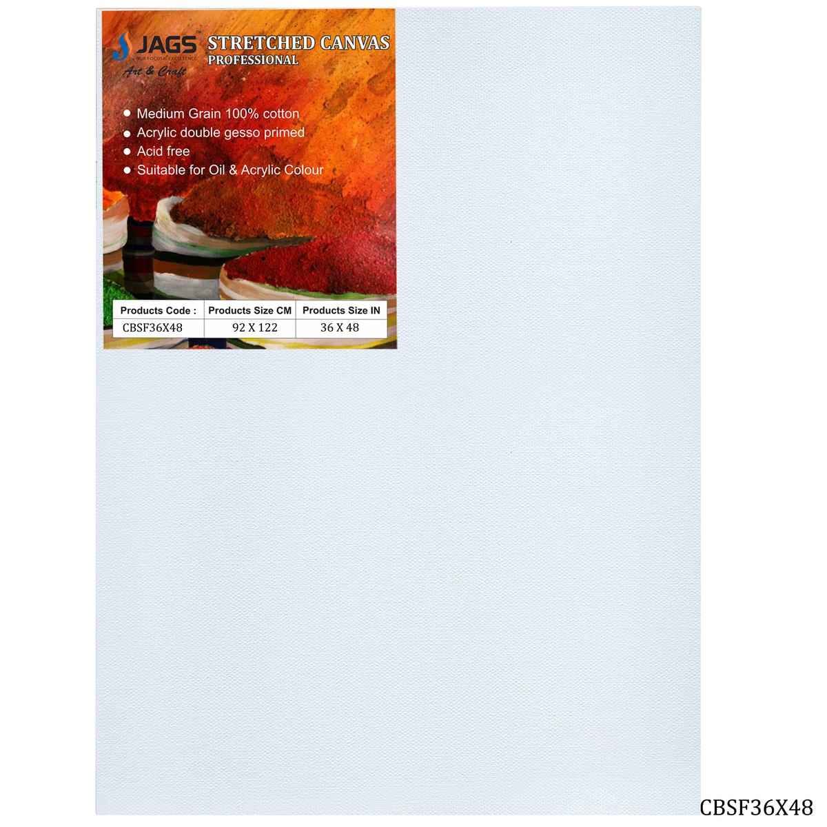 36X48 Inch White Stretched Canvas With Frame Board CBSF36X48