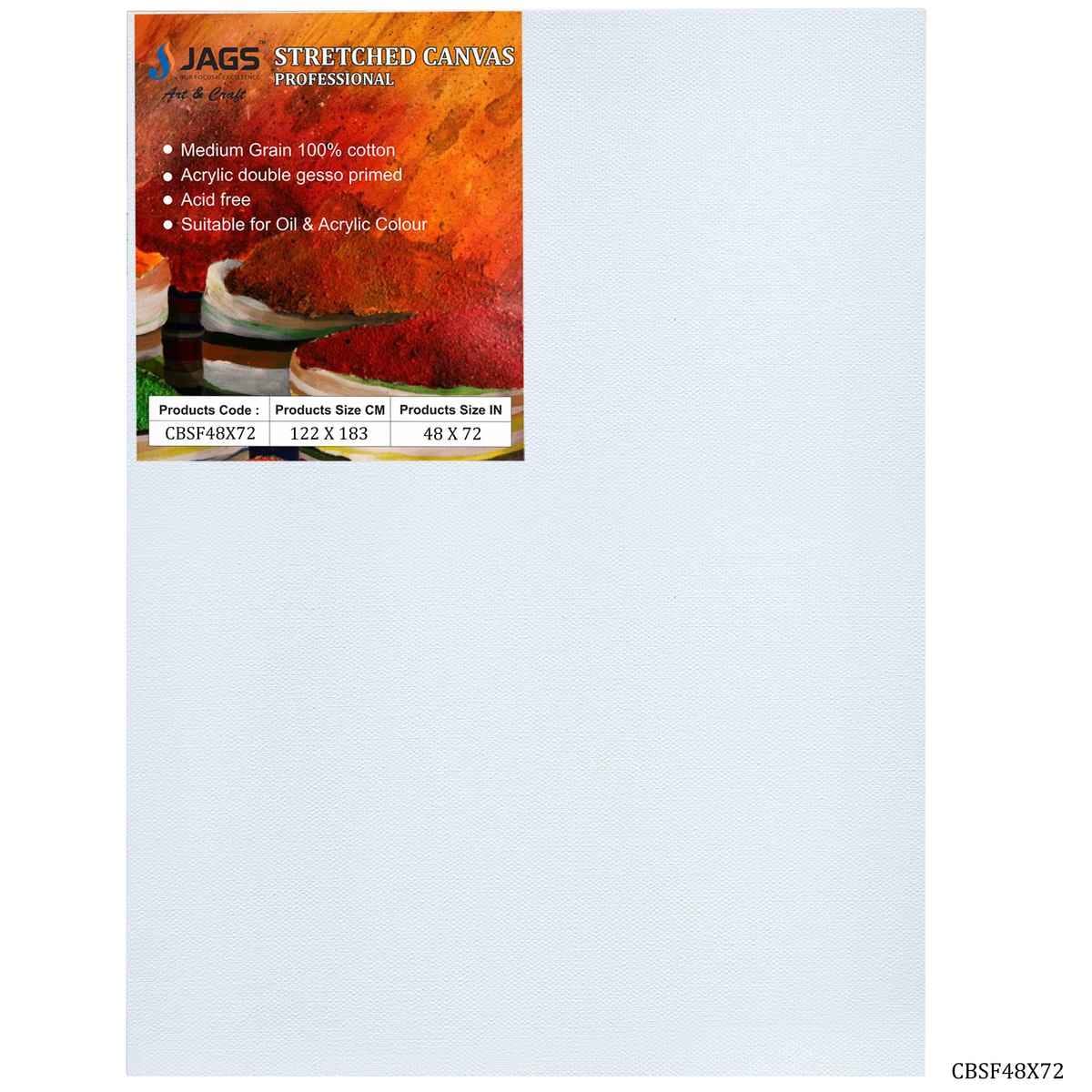 48X72 Inch White Stretched Canvas With Frame Board CBSF48X72