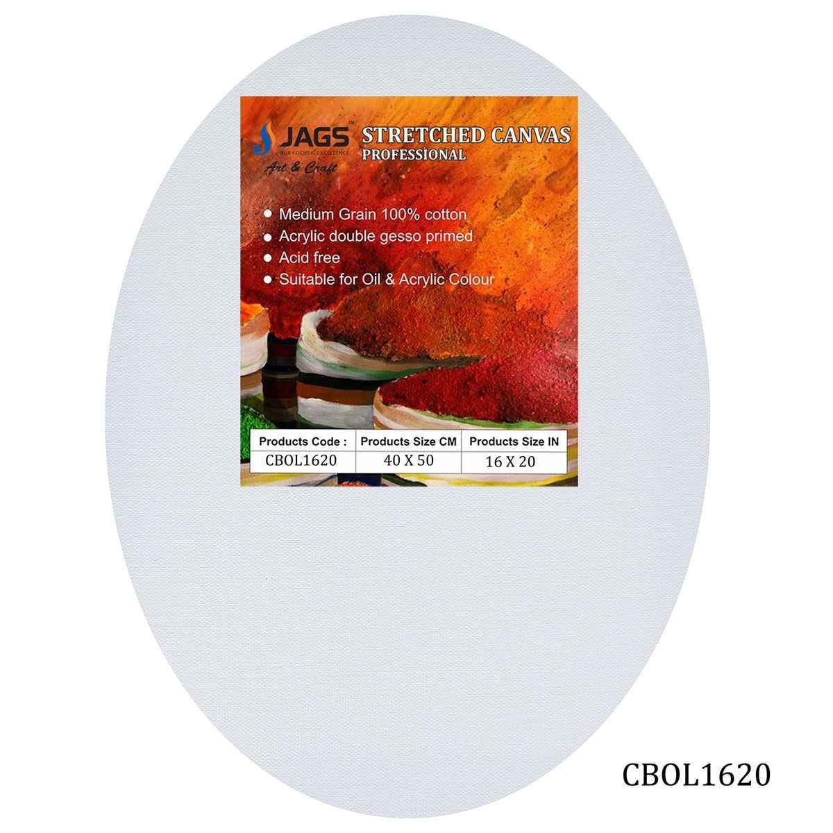16X20 Inch Oval White Stretched Canvas With Frame Board CBOL1620
