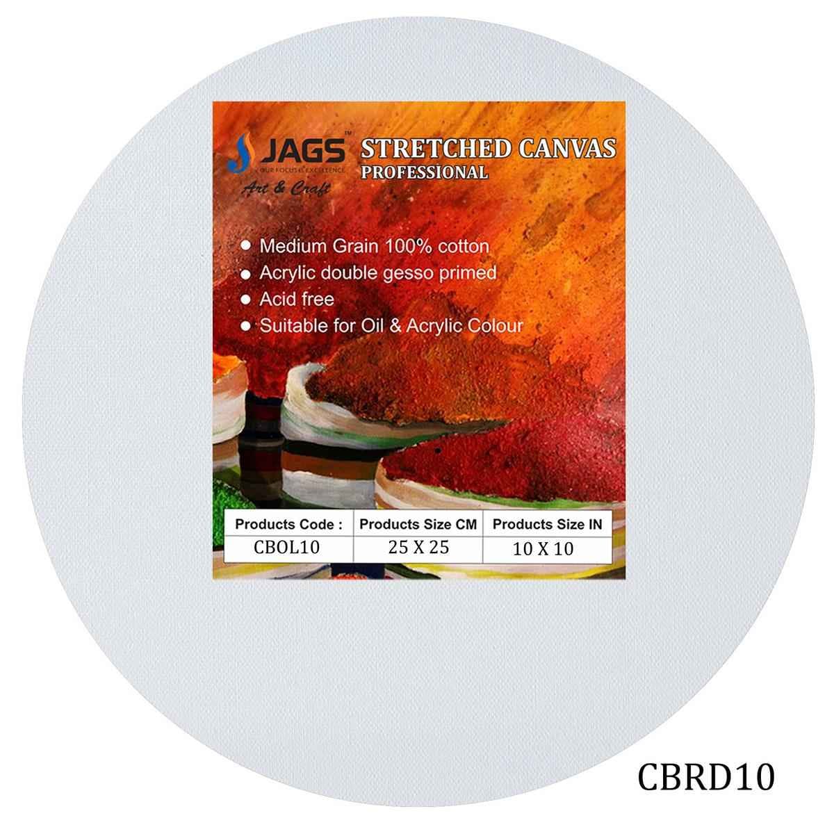10 Inch Round White Stretched Canvas With Frame Board CBRD10