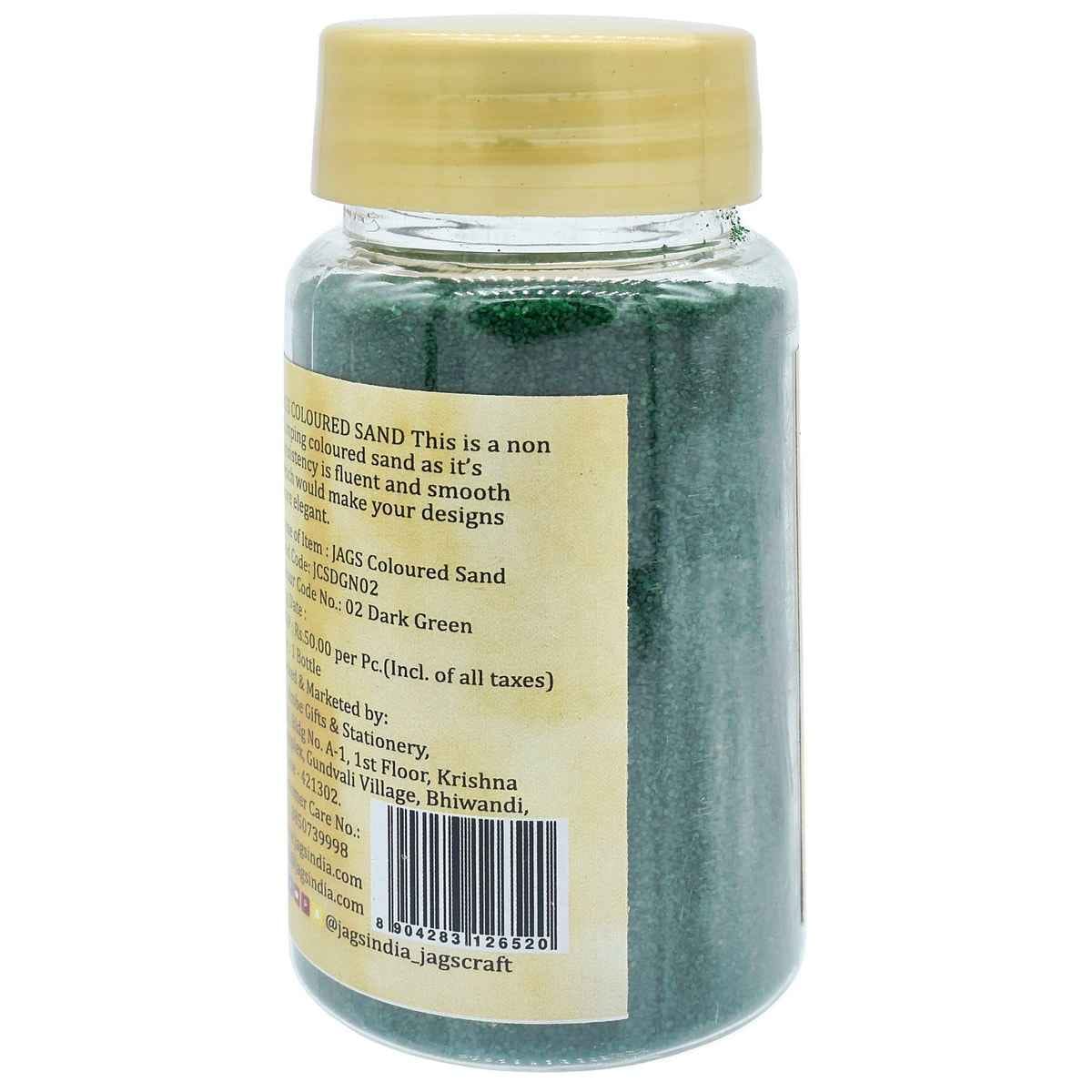 Coloured Sand 160 gms Dark Green No 2 Use in vases, jewellery, sand art and more JCSDGN02