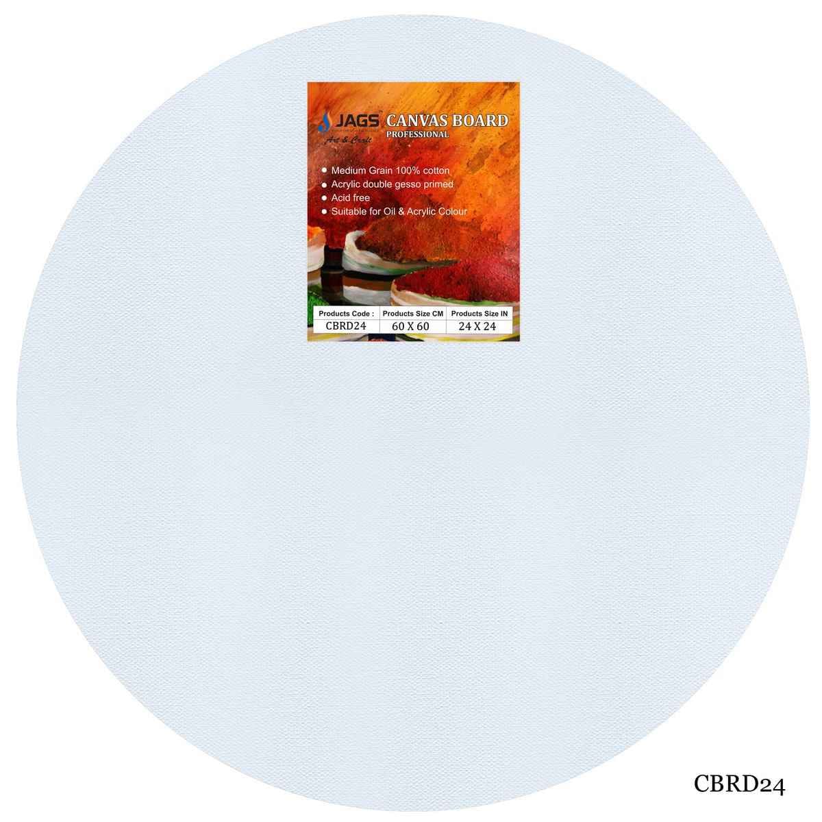 24 Inch Round White Stretched Canvas With Frame Board CBRD24
