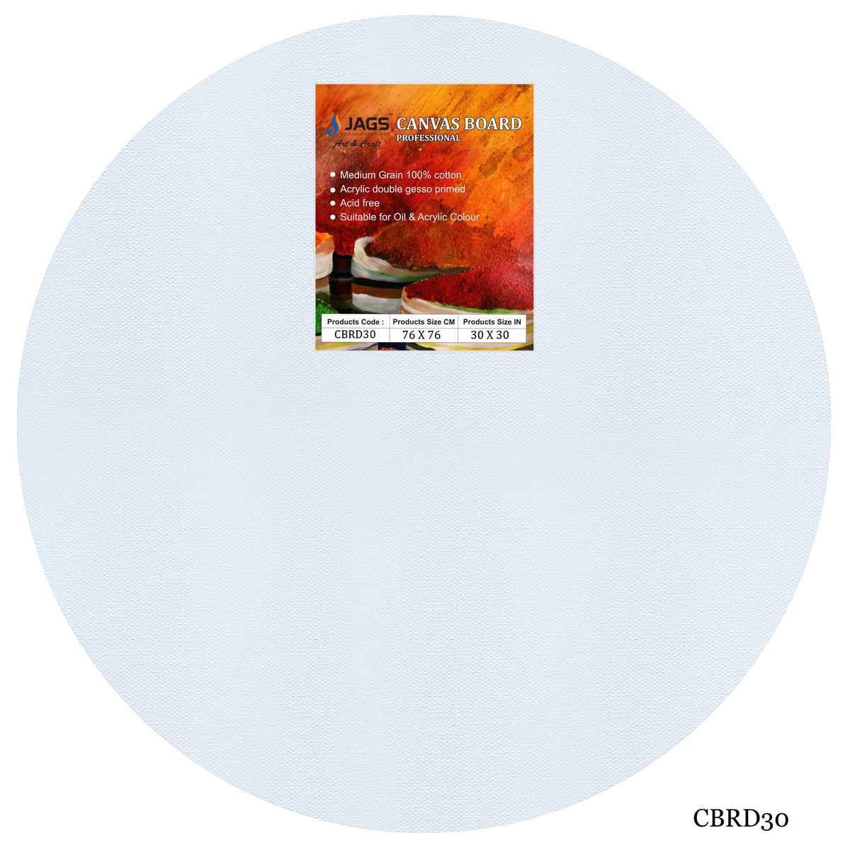 30 Inch Round White Stretched Canvas With Frame Board CBRD30
